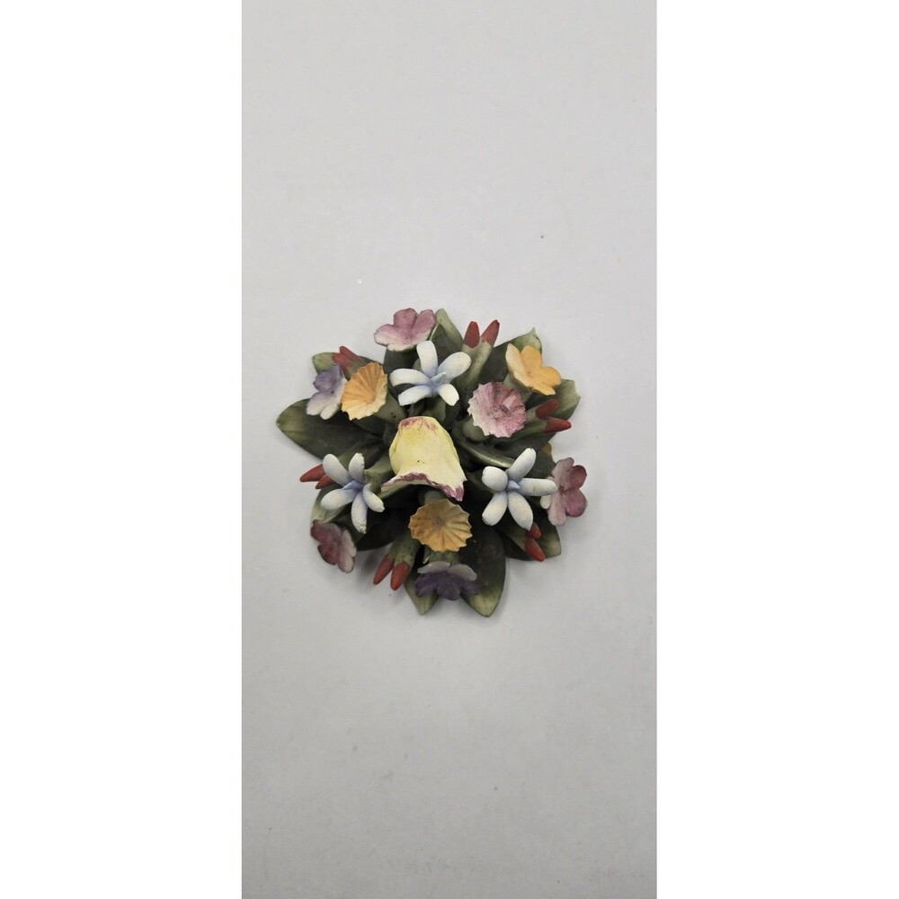 Vintage Italian Capodimonte Porcelain Flower Arrangement in Basket
